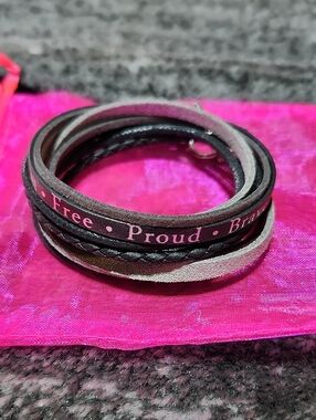 BRAVE FREE PROUD MULTI-LAYERED LEATHER WRAP BRACELET